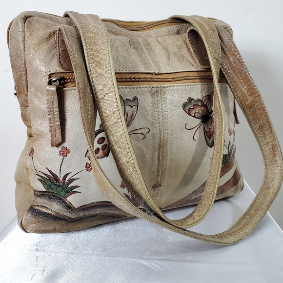 Vintage Floral Embroidered Tote Bag - Cream and Brown - Picture 6 of 13